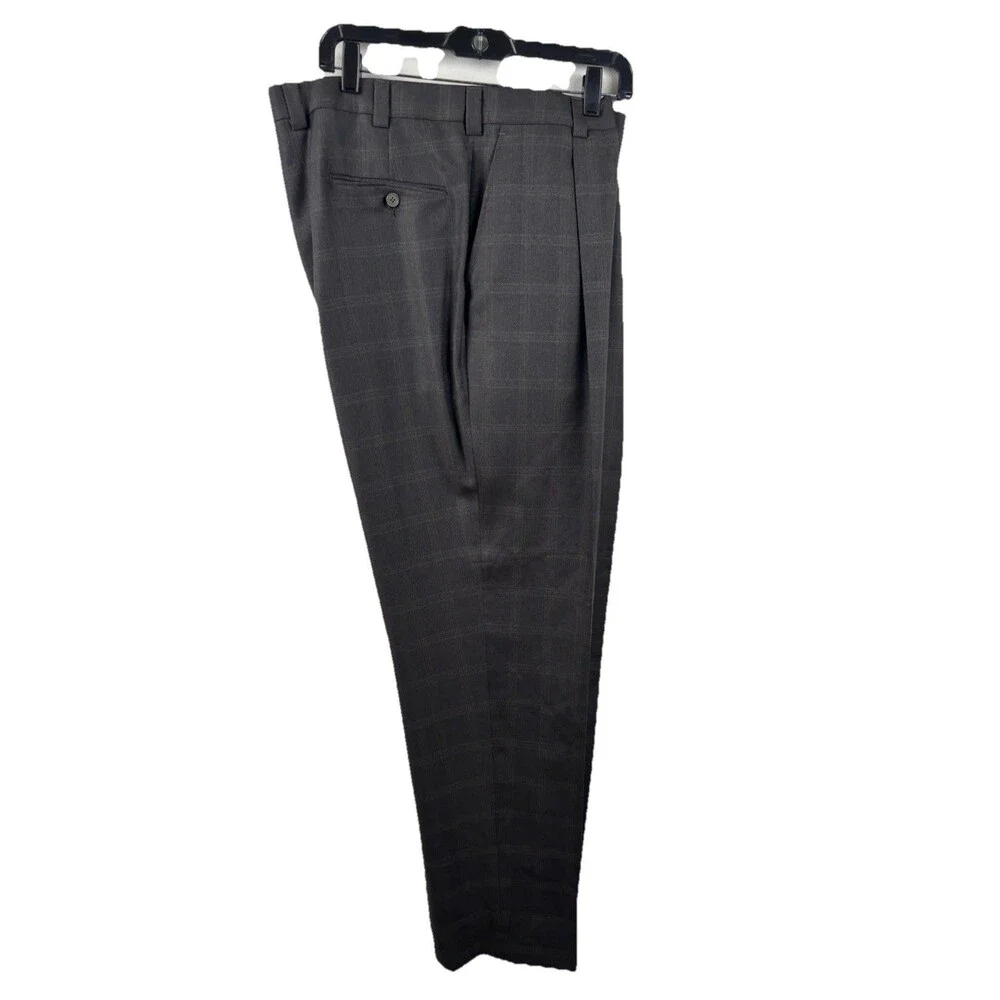 Perry Ellis Portfolio Suit Jacket Wool Mens Charcoal Gray Glen Plaid Windowpane